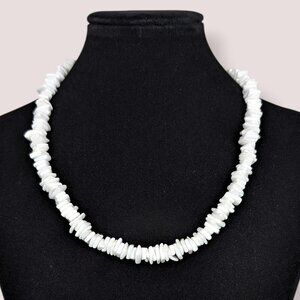 (2/$20) V. White Square Shell Beaded Necklace